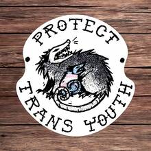 1PC Protect Trans Youth Vinyl Sticker, Cute Opossum Quote Decal With Soft Pastel Illustration And Supportive Message, Waterproof Decorative Sticker For Laptop, Water Bottle, Notebook, Journal, Phone Case And Tumbler Decor - S2158 - View 11