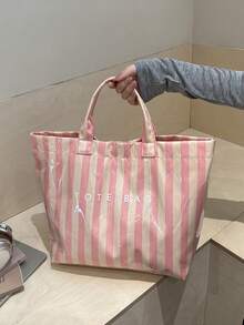 Tas Tote Bahu Dopamine Warna Solid Minimalis Baru Kapasitas Besar Mengkilap, Tas Tangan Komuter Permukaan Lacquer PU Lembut yang Dipersonalisasi - Berwarna merah muda - View 2