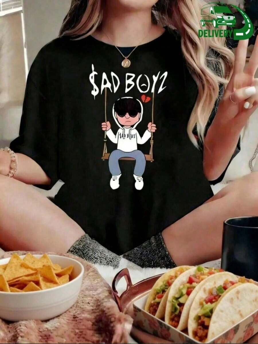 ¡Novedad! Blusa de manga corta para mujer, diseño liso, ideal para estar en casa o para uso casual. Oferta por tiempo limitado. Preciosa blusa, cómoda y de largo regular. Lavable a máquina. - Negro - Ver 1