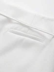Falda pantalón negra de unicolor minimalista para uso casual, oficina y viajes, con hebilla y cinturón, para verano - Blanco - Ver 6