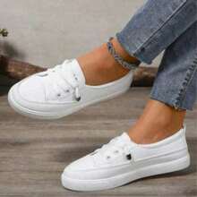 White Casual Shoes With Thick Platform, Slip-On Design For Easy Wear, Versatile, Comfortable, And In An Ins Style. They Feature Elastic Drawstrings And Are Suitable For Spring And Summer Outfits. - 白色 - 查看 2