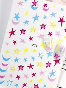 FULL BEAUTY 2pcs Y2K Style Cute Star Nail Stickers, Sweet Punk Starry Nail Decals, Summer Holiday Nail Art Decorations - Multicolor - View 6