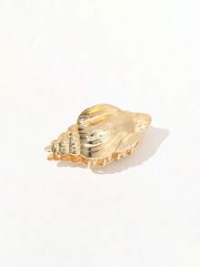 1pc 6.5cm/2.55inch Fashion Beach Summer Shell Texture Striped Hair Clip, Elegant Holiday Hair Accessory For Women, Ocean Hair Claw, Beach Accessory Hair Clip - Gold - View 2