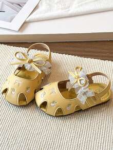 Sandal Putri Anak Perempuan Terbaru 2026, Sol Lembut Berongga Anti Selip dengan Pita, Sepatu Anak Musim Semi/Musim Gugur - Jahe - View 6