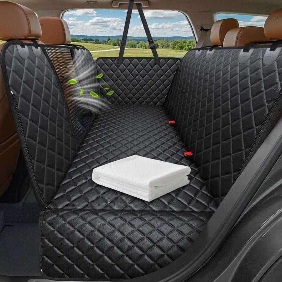 YVDKL Pet Dog Seat Cover, Waterproof Seat Cover, Hammock 600D Heavy-Duty Scratch Resistant Anti Slip Durable Soft Backrest Cover, Suitable For Cars, Trucks, And SUVs - Black - View 1