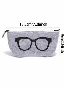 1pc Fashion Multicolor Eyeglasses Pattern Felt Zipper Eyeglasses Case, Portable Lightweight Unisex Eyewear Storage Bag, Shock-Proof Protection, Suitable For Travel, Business, Daily Use, Outdoor, 5 Color Options - Multicolor - View 5