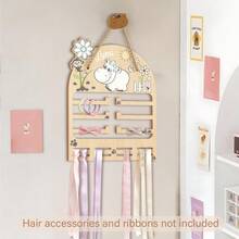 Estante de pared de estilo bohemio con impresión plana 2D para almacenamiento de accesorios para el cabello, decoración de pared, exhibidor de pasadores para el cabello, estante de almacenamiento multifuncional, adecuado para diademas, pasadores y diademas, decoración del hogar de moda - Clásico - Ver 5