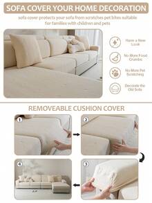 1 chiếc vỏ bọc đệm sofa kiểu Bohemian, vỏ bọc co giãn toàn diện, vỏ bọc đệm vải đa năng, phù hợp cho mọi mùa, bảo vệ sofa phòng khách hình chữ L và sofa 1, 2, 3, 4 chỗ ngồi. - Lanxin-màu be - Xem 7