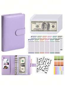 Bộ sắp xếp ngân sách hàng tháng khổ A6 có khóa kéo, gồm 1 bìa + 12 thẻ ngân sách hàng tháng + 8 túi có khóa kéo + nhãn dán, quà tặng tựu trường, hệ thống tiết kiệm tiền mặt dành cho nữ. - Sổ tiết kiệm - Xem 4