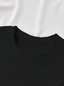 This High-Quality, Loose-Fitting Women's Crew Neck T-Shirt Features A Variety Of Prints, Including Lettering, Cartoon Hearts, And Small Animal Designs. It's Perfect For Everyday Casual Wear And Beach Outings. It's Also A Great Choice For Couples' Vacation Outfits. Made From 100% Pure Cotton, This 200-Gram Fabric Is Soft, Comfortable, And A Must-Have For Everyday Wear. - 黑色 - 查看 5