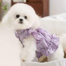 一件轻薄透气的狗狗连衣裙,适合贵宾犬、泰迪犬、比熊犬等小型犬,清凉舒适,猫咪夏季公主裙,宠物狗猫夏季公主蓬蓬裙,小型犬连衣裙 - 紫色 - 查看 3