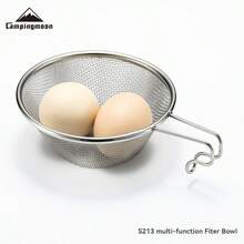 CAMPINGMOON Muỗng lọc lưới mịn bằng thép không gỉ 304 dùng cho cắm trại ngoài trời, S213 - Bạc - Xem 7