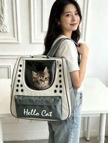 时尚透气猫咪背包，牛津布多功能可折叠大容量户外宠物包，猫咪包，猫咪背包，狗狗背包，遮阳狗狗背包，符合人体工学的3D设计，适合旅行、徒步、购物和医疗用途。 - 淺灰色 - 查看 6