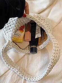Hand-Woven Seashell Wallet - Crossbody Backpack Style, With Pearl Chain, Bohemian Style Pearl Chain Shoulder Strap, Women's Holiday Beach Accessory - Rose Gold - View 9