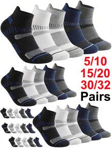 33 Pairs Soft Breathable Quick-Dry Boat Socks, Warm, Antibacterial, Moisture-Wicking, Knitted Fabric Suitable For All Seasons, Ideal For Home, Skating, Cycling, Running, Travel, Hiking, And Various Sports - Black and White - View 19
