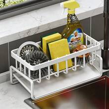 1 Multifunctional Sink Drain Rack, Holds Dish Soap, Sponge, Dishcloth, Kitchen Utensils. Upgraded Carbon Steel Sink Wiping Cloth And Faucet Dishcloth Holder, Cleaning Sponge And Steel Wool Ball Storage Rack, Available In Plastic And Carbon Steel Materials. - Multicolor - View 14
