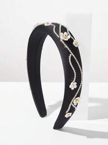 Vintage Palace Style Jeweled Headband Hairband - FG146 Black - View 2