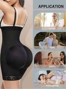 1 Piece Women's Adjustable Black Body Shaper Jumpsuit, Butt Lifter And Waist Slimmer, Suitable For Various Occasions And Activities - 黑色 - View 7
