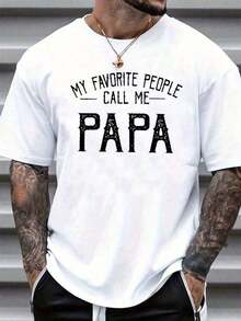 Unisex Short Sleeve Crew Neck T-Shirt 100% Cotton: "MY FAVORITE PERSON CALLS ME DAD" Summer T-Shirt For Men With Touching Father Figure Design, Soft Fabric - 白色 - 查看 5
