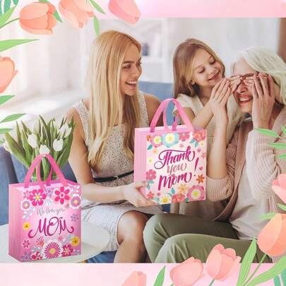 6pcs Reusable High-Quality Gift Bags, Foldable Packaging Bags For Gifts, Candies, Cookies, Cosmetics, Suitable For Mother's Day, Holiday Parties, Gifts For Mom, Grandma, Wife, Partner, Ladies