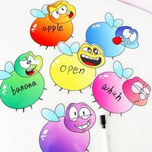 hoojojo 1 Set Of DIY Erasable Cards Set, Reusable Writing Cards With 4 Fly Swatter Game Props, 6 Colors Interactive Reaction Matching Game, Cognitive Learning Supplies, Creative Stationery Learning Props For Family Party Activity Back To School - Multicolor - View 6