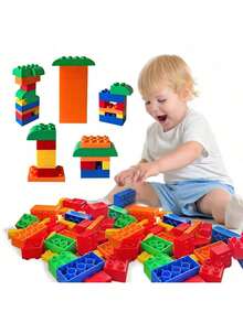 Colorful Interlocking Building Bricks Set, Classic Children's Educational Toy, STEM Learning Tool, Suitable For Developing Kids' Spatial Imagination, Hands-On Ability And Creativity, Creative DIY Building Bricks Set Gift For Boys And Girls, Large Building Bricks Early Learning Toys For Toddlers Age 3+ - Multicolor - View 7