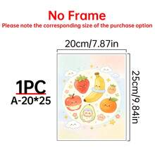 1/3件套可爱水果主题儿童房墙画,帆布墙艺术海报,适用于房间家居装饰,美观实用,可选画框,房间装饰用品,墙面装饰,卧室装饰,婴儿房装饰,客厅装饰,办公室装饰 - 彩色 - 查看 13