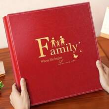 Leather Photo Album, 6 Inch 600 Insertable Pocket Pages, Large Capacity, Rectangular Design, Suitable For Wedding, Family And Travel Memories - 1PC - View 2