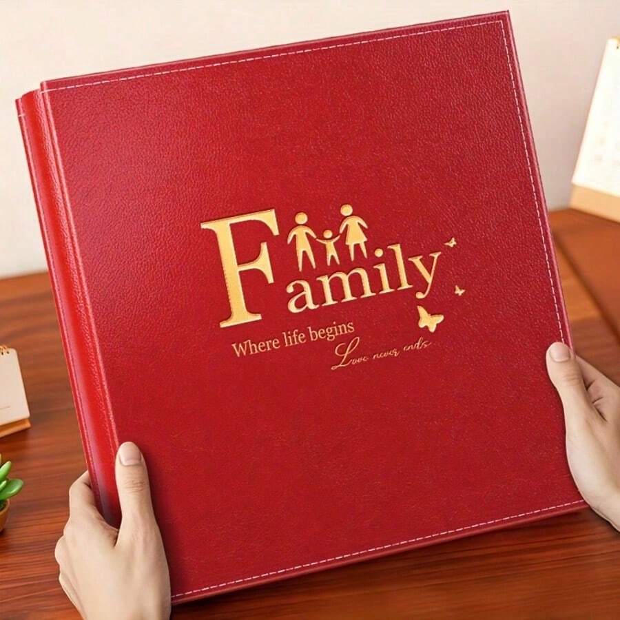 Leather Photo Album, 6 Inch 600 Insertable Pocket Pages, Large Capacity, Rectangular Design, Suitable For Wedding, Family And Travel Memories