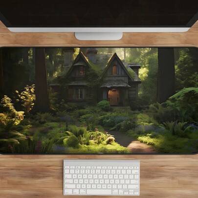 Cottagecore Desk: Forest Cottage Mousepad