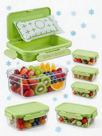 1pc Snackle Box With Removable Reusable Ice Pack, Separate Food Containers No Mixing Smells, Clear Cooling Charcuterie Lunch Box Organizer Bulk For Meal Prep, Travel, Beach & Picnic, Outdoor Party