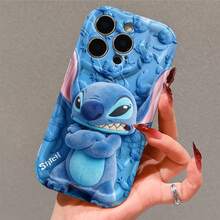 Disney Lilo & Stitch Phone Case, Official Stitch Character Design, Sassy Stitch With Arms Crossed On A Monochrome Blue Background With Embossed Stitch Silhouettes Protective Cover. Compatible With IPhone 17, 16, 15, 14, 13, 12, 11 Pro Series, Featuring The Iconic Grumpy Stitch With Detailed Plush Textures, Perfect For Stitch Fans And Disney Lovers Who Love A Bold, Monochromatic Look, Ideal For Birthdays, Holidays, Anniversaries, Graduation Gifts, Or Any Special Occasion To Surprise Family, Friends, Classmates, And Loved Ones. - 白色 - 查看 5