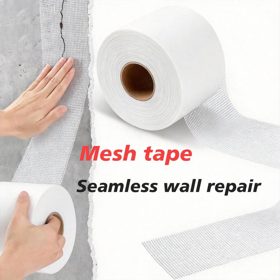 Băng keo lưới sợi thủy tinh màu trắng, rộng 1.9/3.9/5.9/7.87/9.84 inch x dài 82 feet, dùng để sửa chữa các vết nứt, lỗ hổng, đường nối trên tường trong các công trình cải tạo nhà ở và thương mại.