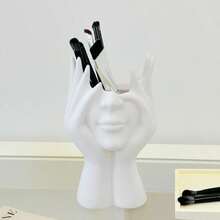 Multi-Functional Human Body Shaped Storage Tube, Desktop Makeup Brush Holder, Office Desk Pen Organizer - White - View 9