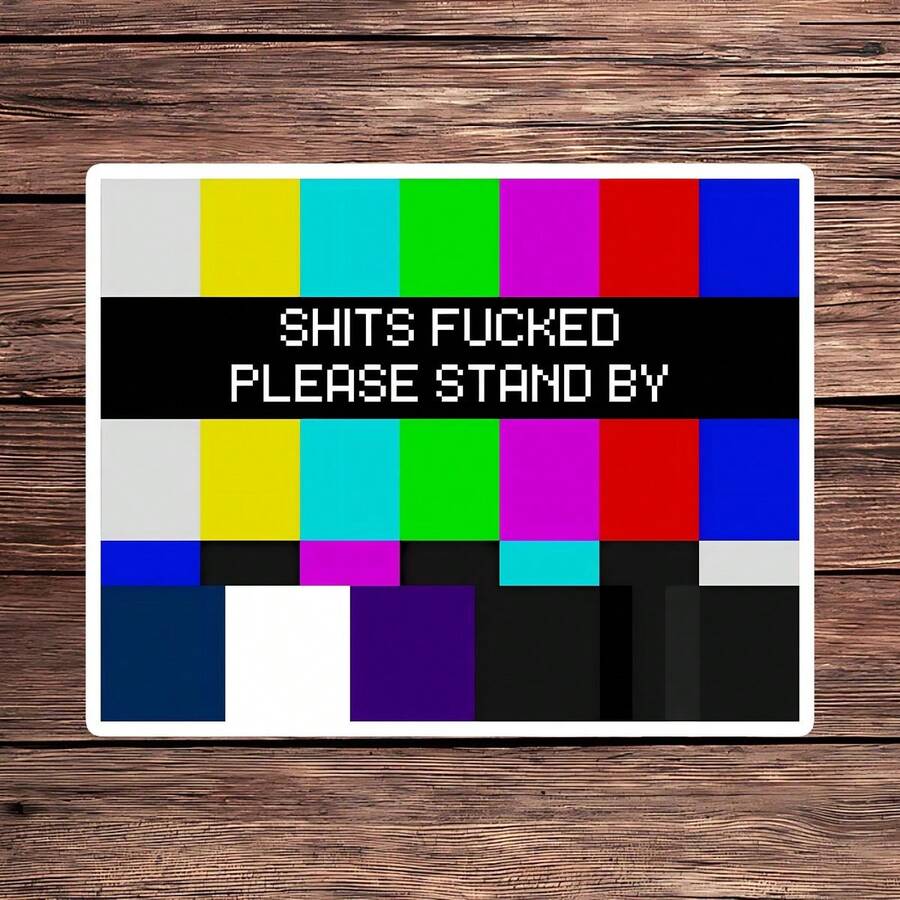 1PC Retro TV Test Screen Vinyl Sticker, Waterproof Color Bar Decal With Pixel Please Stand By Style For Laptop, Water Bottle, Notebook, Journal, Phone Case, Luggage Decor - S2082 - View 1