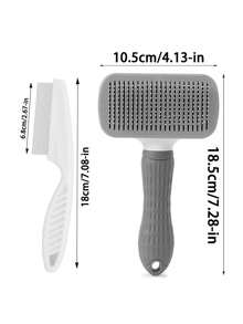 2 Pieces Pet Grooming Brush Set, Self-Cleaning Pin Brush And Flea Comb, Suitable For Cats And Dogs, For Removing Loose Hair, Tangles And Mats, Grooming Tool For Long And Short-Haired Pets Sold 82 Pieces - View 2