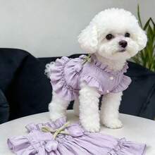 一件轻薄透气的狗狗连衣裙,适合贵宾犬、泰迪犬、比熊犬等小型犬,清凉舒适,猫咪夏季公主裙,宠物狗猫夏季公主蓬蓬裙,小型犬连衣裙 - 紫色 - 查看 5