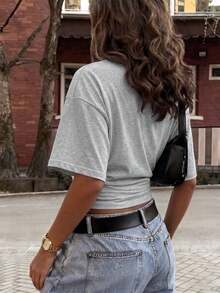 Y2K Sexy Casual Top With Pleated Waist And V-Neck, Fitted, Ideal For Daily Wear, Commuting, Dates And Summer Parties - 黑色 - 查看 7