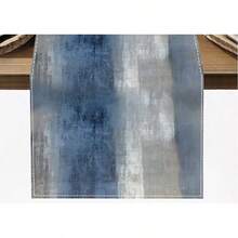 1pc Minimalist Blue-Gray Table Runner, Abstract Art Modern Home Decor, Suitable For Kitchen Dining Table Decoration, Elegant Tabletop Accessory - Multicolor - View 12