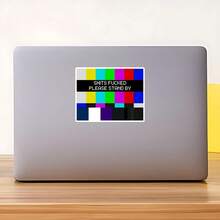 1PC Retro TV Test Screen Vinyl Sticker, Waterproof Color Bar Decal With Pixel Please Stand By Style For Laptop, Water Bottle, Notebook, Journal, Phone Case, Luggage Decor - S2082 - View 9