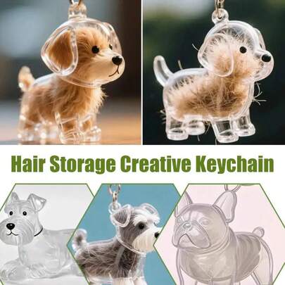 LLavero de pelo transparente para mascotas, soporte de recuerdo de piel de perro, colgante de colección conmemorativa de pelo de mascota transparente creativo para perro/gato