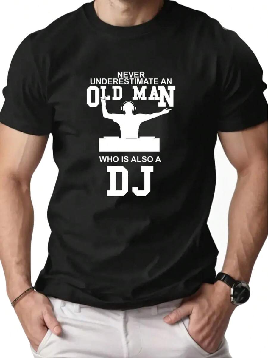 Fashion Brand Printed T-Shirt, Versatile And Modern Top - 黑色 - 查看 1