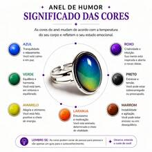 Mood Ring Emotion Body Temperature Changes Color Retro Oval Adjustable Women's - 無色 - 查看 4
