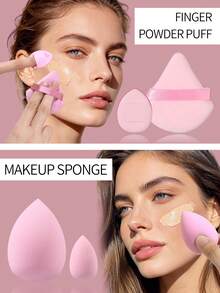 10PCS Makeup Sponge Puff Set, Ultra Soft Non-Absorbent Flocked Triangle Puff, Water Drop Makeup Sponge, Cleansing Sponge, Non-Latex Expands In Water, Makeup Sponge For Beginners, Easy To Clean, For Base Makeup, Setting, Concealing, Travel Portable Makeup Tool - Pink - View 6
