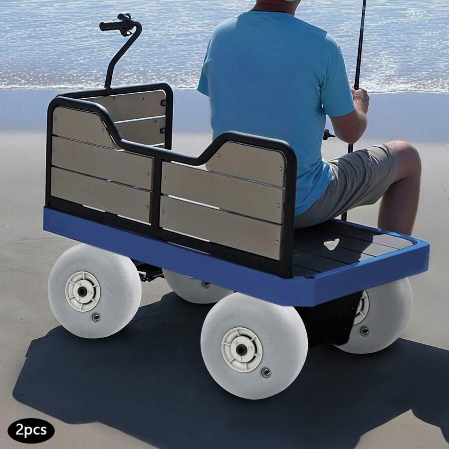 gladney 12*6 Inflatable Balloon Beach Wheels 2pcs PU Sand Tires With Brass Valves & Stainless Hardware, 121lb Load Each Low-Pressure Kayak Cart Wheels - Silver - View 1