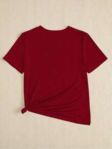 1 Pieza de Moda Casual para Hombres y Mujeres. Camiseta Casual de Manga Corta para Mujer con Estampado de Corazón, Estilo Slim Fit, Versátil, fácil de combinar, adecuada para uso diario, estilo urbano, ropa de vacaciones, ropa de fin de semana. - Rojo - Ver 2