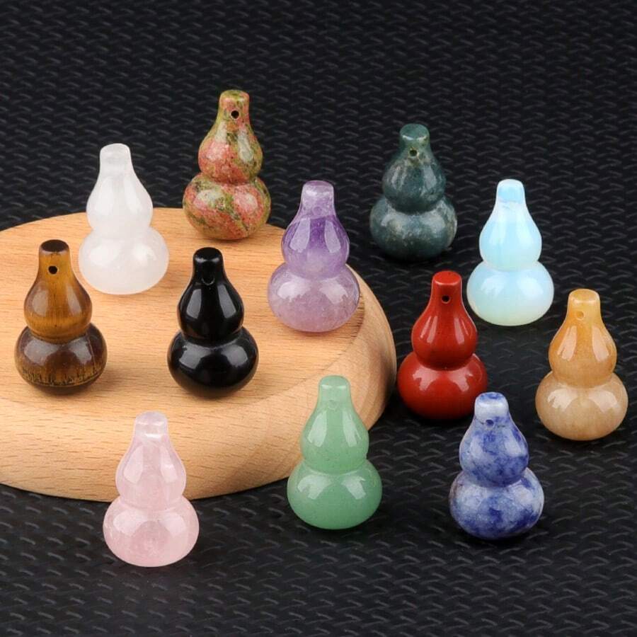 1pc 30x18mm Natural Gourd Shape Quartz Crystal Stone Beads For Diy Lucky Bracelet Necklace Jewelry Making Crafts - Multicolor - View 1