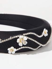 Vintage Palace Style Jeweled Headband Hairband - FG146 Black - View 3