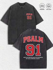 1 Camiseta con Gráficos del "Salmo 91": Con estampados llamativos de la frase "SALMO 91", el versículo bíblico "ÉL ES MI REFUGIO Y MI FUERTE, MI DIOS, EN QUIEN CONFÍO", y un acabado vintage desgastado, perfecta para añadir un toque espiritual y nostálgico a tus atuendos durante las celebraciones navideñas, eventos religiosos o el uso diario.Ideal para los amantes de las inspiraciones religiosas y el estilo retro, Navidad, Halloween, Día de Acción de Gracias, Día de San Valentín, Orgullo, Día del Padre, Pascua, Día de la Madre, Año Nuevo y Festival de Primavera. Camisetas casuales de manga corta con cuello redondo para hombre, son excelentes regalos para amigos y familiares. Camisetas 100% algodón, diseño juvenil y moderno, camisetas gráficas para hombre, camisetas gráficas para mujer, Cachorro Feliz, Regreso a la escuela. - Negro - Ver 1