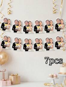 7/14/21pcs Customized Photo And Text 50th Anniversary Banner, Personalized Gold Anniversary Couple Photo Garland, Custom 50th Wedding Anniversary Party Bunting, Anniversary Celebration Decor, Perfect For Couples, Gold Anniversary Party Wall Decoration, Personalized Gift, Birthday Party Banner - Multicolor - View 10
